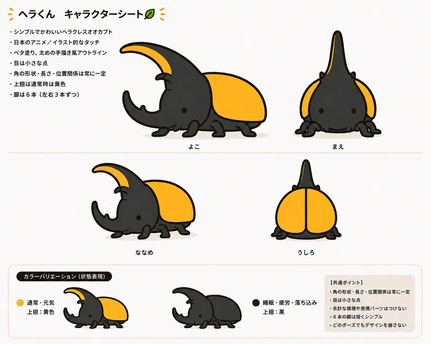 KPWのオリジナルキャラクター、ヘラクレスオオカブトのヘラくん(横向き)